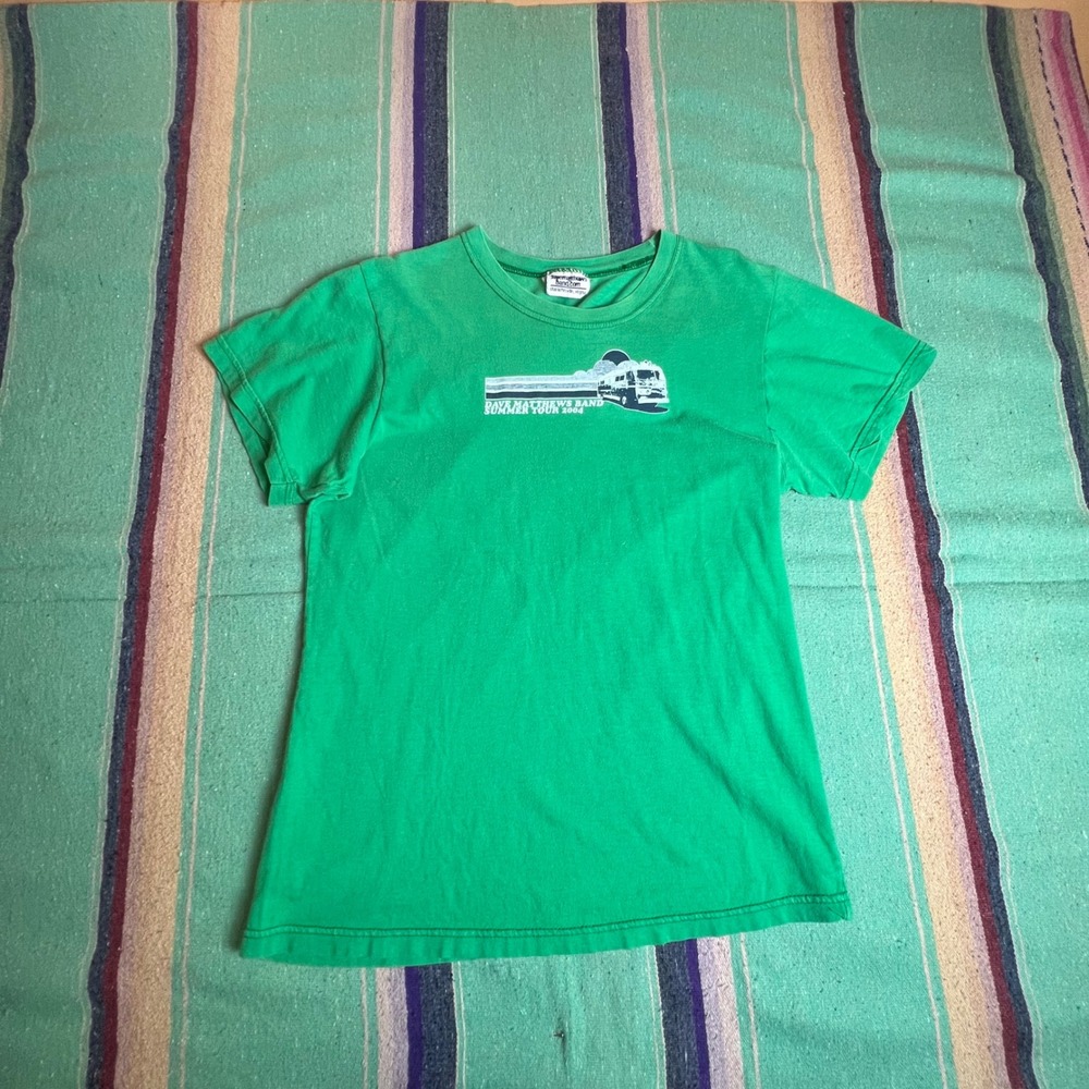 Dave Matthews Band T Shirt Women Medium Green 2004 Summer Tour Bus Baby Tee Vtg